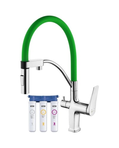 Смеситель для кухни с фильтром Lemark Comfort LM3074C-Green + H851P00