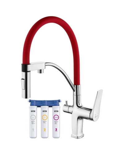 Смеситель для кухни с фильтром Lemark Comfort LM3074C-Red + H851P00