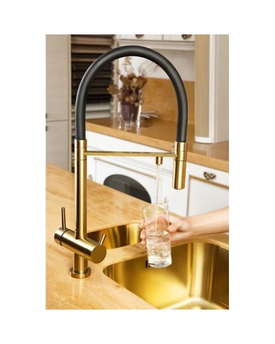 Смеситель для кухни с фильтром Omoikiri Kanto-PVD-LG  светлое золото 4994014 + H851P00