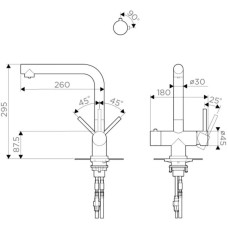 Смеситель для кухни с фильтром Omoikiri Takamatsu нержавеющая сталь 4994085 + H851P00