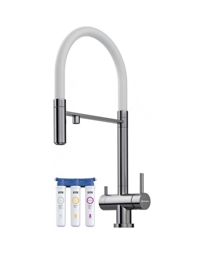 Смеситель для кухни с фильтром Omoikiri Kanto-BN-WH нержавеющая сталь 4994298 + H851P00
