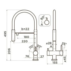 Смеситель для кухни с фильтром Omoikiri Kanto-BN-WH нержавеющая сталь 4994298 + H851P00