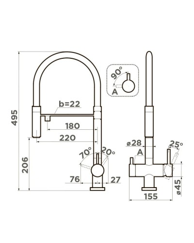 Смеситель для кухни с фильтром Omoikiri Kanto-BN-WH нержавеющая сталь 4994298 + H851P00