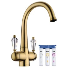 Смеситель для кухни с фильтром Omoikiri Okinawa-AB античная латунь 4994056 + H851P00