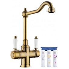 Смеситель для кухни с фильтром Omoikiri Tottori-AB античная латунь 4994009 + H851P00