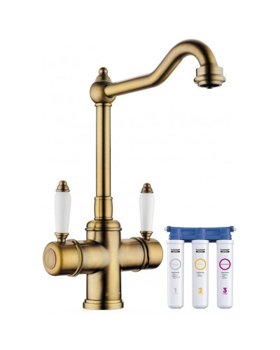 Смеситель для кухни с фильтром Omoikiri Tottori-AB античная латунь 4994009 + H851P00