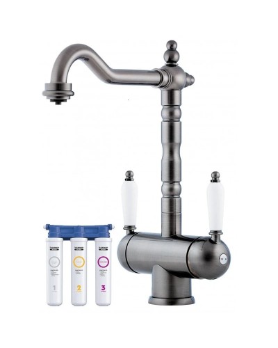 Смеситель для кухни с фильтром Omoikiri Amagasaki-SI античное серебро 4994045 + H851P00