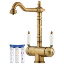 Смеситель для кухни с фильтром Omoikiri Amagasaki-AB античная латунь 4994292 + H851P00