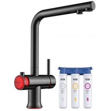 Смеситель для кухни с фильтром Omoikiri Hotaru-R вороненая сталь/красный 4994026 + H851P00