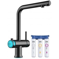 Смеситель для кухни с фильтром Omoikiri Hotaru-B вороненая сталь/голубой 4994029 + H851P00