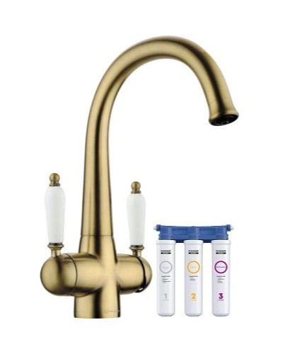 Смеситель для кухни с фильтром Omoikiri Okinawa-2-AB античная латунь 4994254 + H851P00