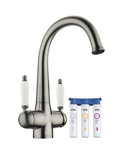Смеситель для кухни с фильтром Omoikiri Okinawa-2-SI античное серебро 4994255 + H851P00