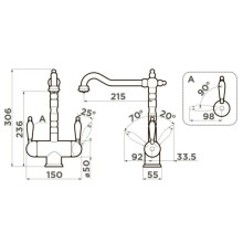 Смеситель для кухни с фильтром Omoikiri Amagasaki-GR ленинградский серый 4994232 + H851P00