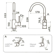 Смеситель для кухни с фильтром Omoikiri Shinagawa 2 Plus-C 4994338 + H851P00