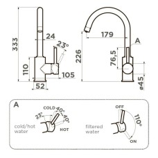 Смеситель для кухни с фильтром Omoikiri Shinagawa 2 Plus-C 4994338 + H851P00