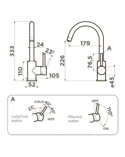 Смеситель для кухни с фильтром Omoikiri Shinagawa 2 Plus-C 4994338 + H851P00