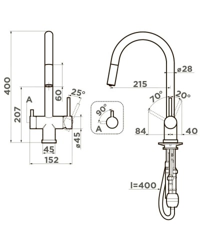 Смеситель для кухни с фильтром Omoikiri Akita-S-GB графит 4994359 + H851P00