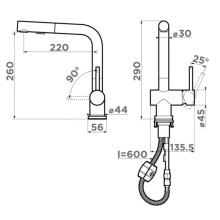 Смеситель для кухни нержавеющая сталь Omoikiri Koriyama-SB