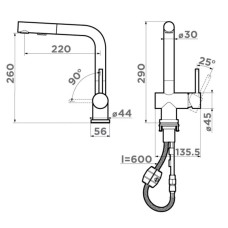 Смеситель для кухни нержавеющая сталь Omoikiri Koriyama-SB