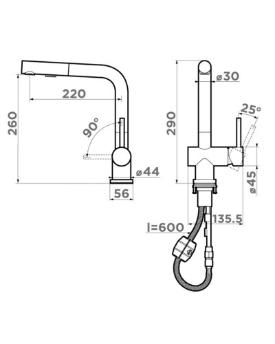 Смеситель для кухни нержавеющая сталь Omoikiri Koriyama-SB