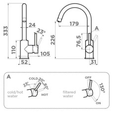 Смеситель для кухни с подключением к фильтру Omoikiri Shinagawa 2 Plus-PA 4994410