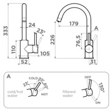 Смеситель для кухни с подключением к фильтру Omoikiri Shinagawa 2 Plus-BL 4994403