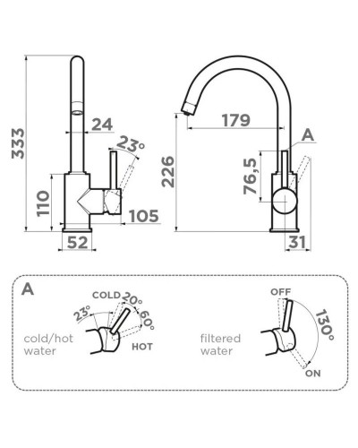 Смеситель для кухни с подключением к фильтру Omoikiri Shinagawa 2 Plus-BL 4994403