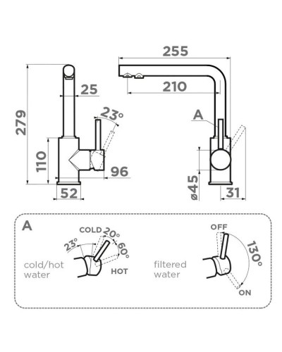 Смеситель для кухни с подключением к фильтру Omoikiri Nakagawa 2 Plus-DC 4994413