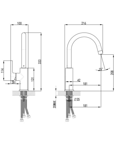 Смеситель для кухни с подключением к фильтру Lemark Comfort шампань LM3073PSH