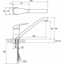 Смеситель для кухни Ravak Suzan SN 016.00 X070038 Хром