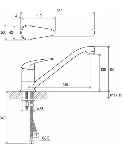 Смеситель для кухни Ravak Suzan SN 016.00 X070038 Хром