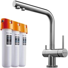 Смеситель для кухни с фильтром Omoikiri Nagano-BN + Pure drop Lite нержавеющавя сталь 4011.8028