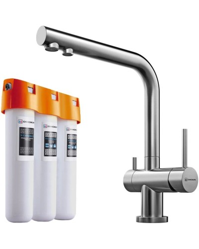 Смеситель для кухни с фильтром Omoikiri Nagano-BN + Pure drop Lite нержавеющавя сталь 4011.8028