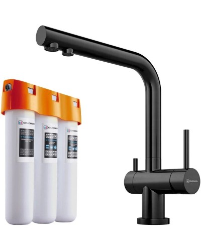 Смеситель для кухни с фильтром Omoikiri Nagano-GM + Pure drop Lite вороненая сталь 4179.8028