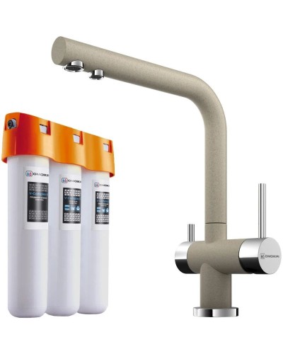 Смеситель для кухни с фильтром Omoikiri Nagano-SA + Pure drop Lite бежевый 4055.8028