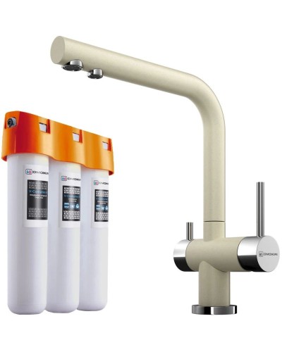 Смеситель для кухни с фильтром Omoikiri Nagano-BE + Pure drop Lite ваниль 4044.8028