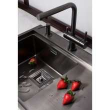 Смеситель для кухни с фильтром Omoikiri Nagano-GM + Pure drop Lite вороненая сталь 4179.8028