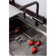 Смеситель для кухни с фильтром Omoikiri Nagano-GM + Pure drop Lite вороненая сталь 4179.8028