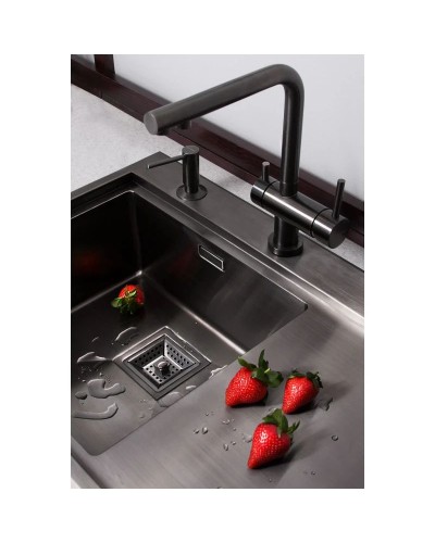 Смеситель для кухни с фильтром Omoikiri Nagano-GM + Pure drop Lite вороненая сталь 4179.8028