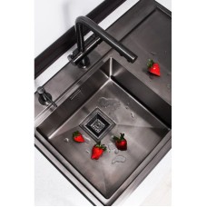 Смеситель для кухни с фильтром Omoikiri Nagano-GM + Pure drop Lite вороненая сталь 4179.8028