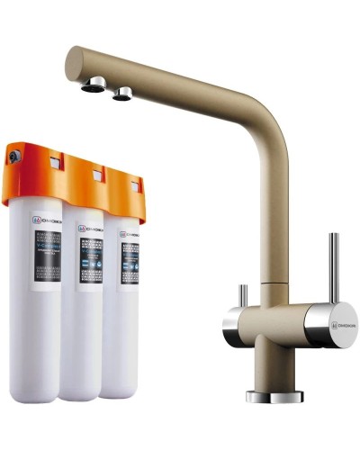 Смеситель для кухни с фильтром Omoikiri Nagano-CH + Pure drop Lite шампань 4081.8028