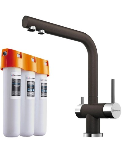 Смеситель для кухни с фильтром Omoikiri Nagano-DC + Pure drop Lite темный шоколад 4048.8028