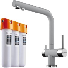 Смеситель для кухни с фильтром Omoikiri Nagano-GR + Pure drop Lite ленинградский серый 4219.8028