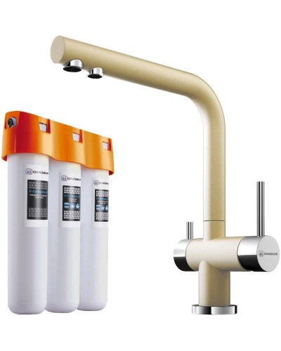Смеситель для кухни с фильтром Omoikiri Nagano-MA + Pure drop Lite марципан 4218.8028