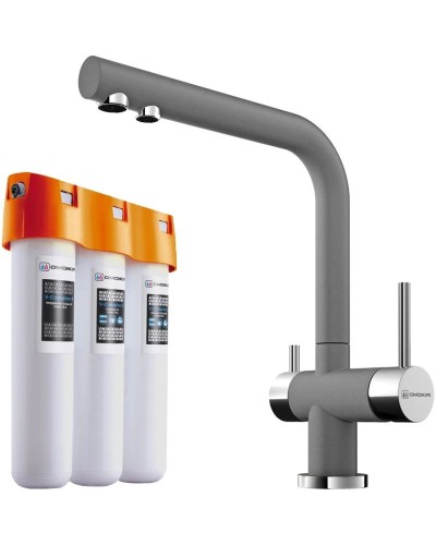 Смеситель для кухни с фильтром Omoikiri Nagano-PL + Pure drop Lite платина 4064.8028