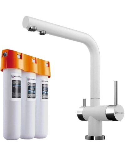Смеситель для кухни с фильтром Omoikiri Nagano-WH + Pure drop Lite белый 4054.8028