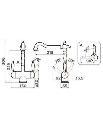 Смеситель для кухни с подключением к фильтру Omoikiri Amagasaki-GB графит 4994362