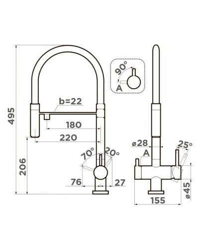 Смеситель для кухни с подключением к фильтру Omoikiri Kanto-IB indigo blue 4994427