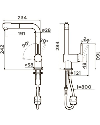 Смеситель для кухни Omoikiri Tanigawa-SB-BN нержавеющая сталь 4994457