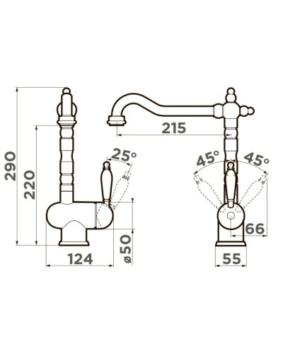 Смеситель для кухни Omoikiri Kyoto-SI античное серебро 4994297